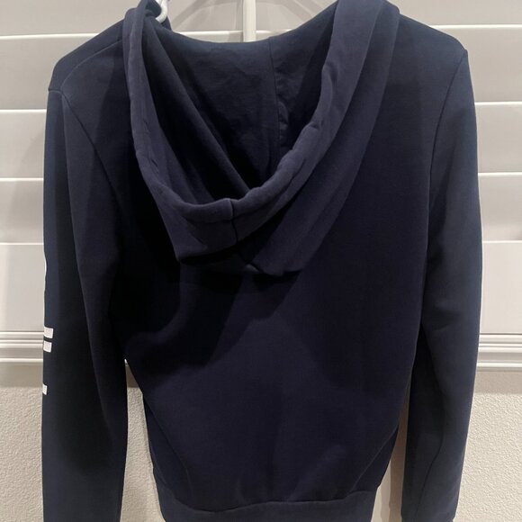 Adidas Women's Navy Blue Essential Linear Full-Zip Hoodie - Picture 6 of 7